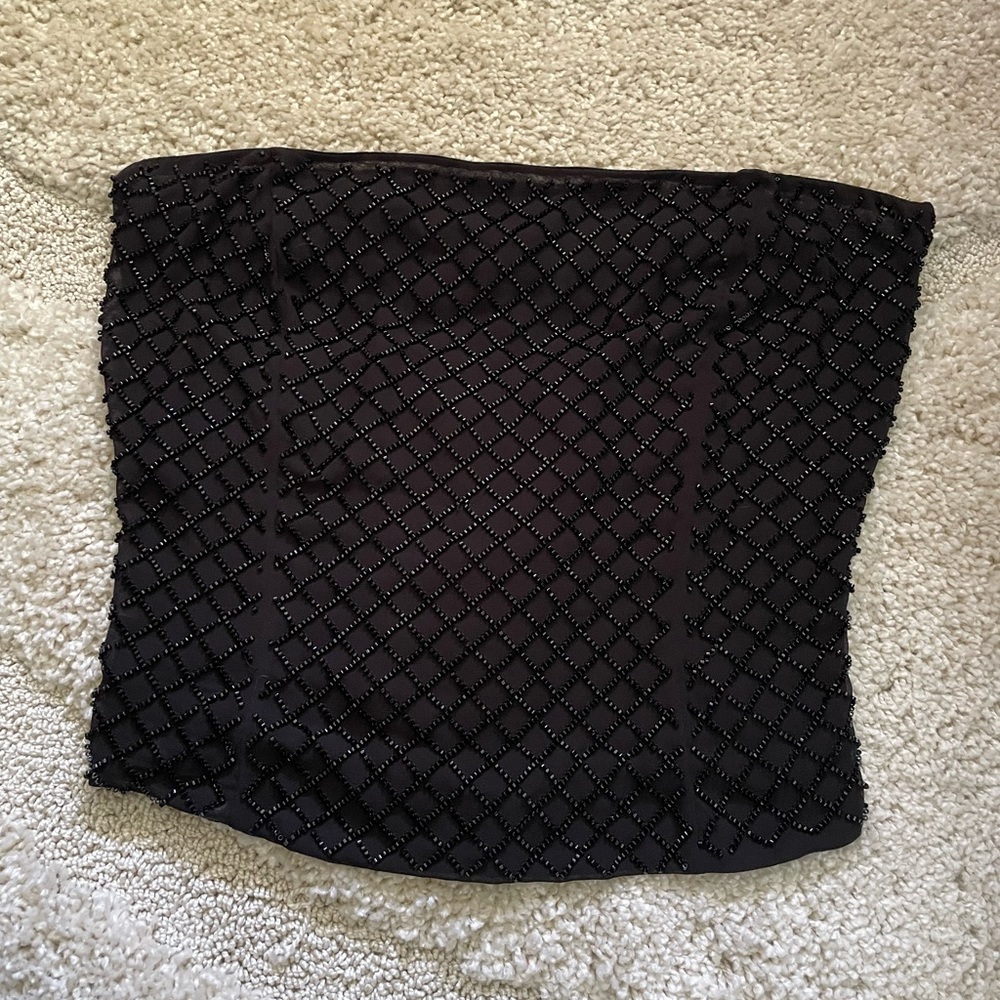 & Other Stories Black Beaded Corset Top